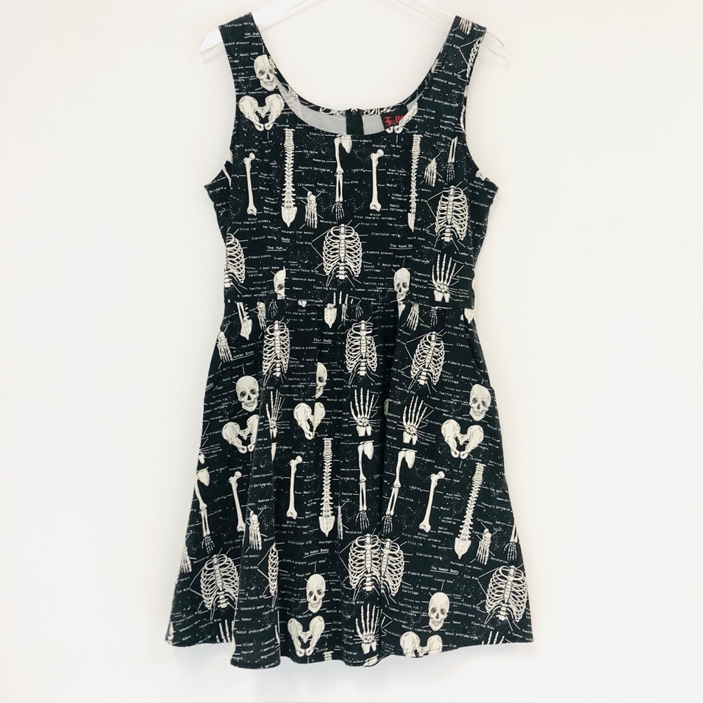 Folter Skeleton Print Casual Black Dress